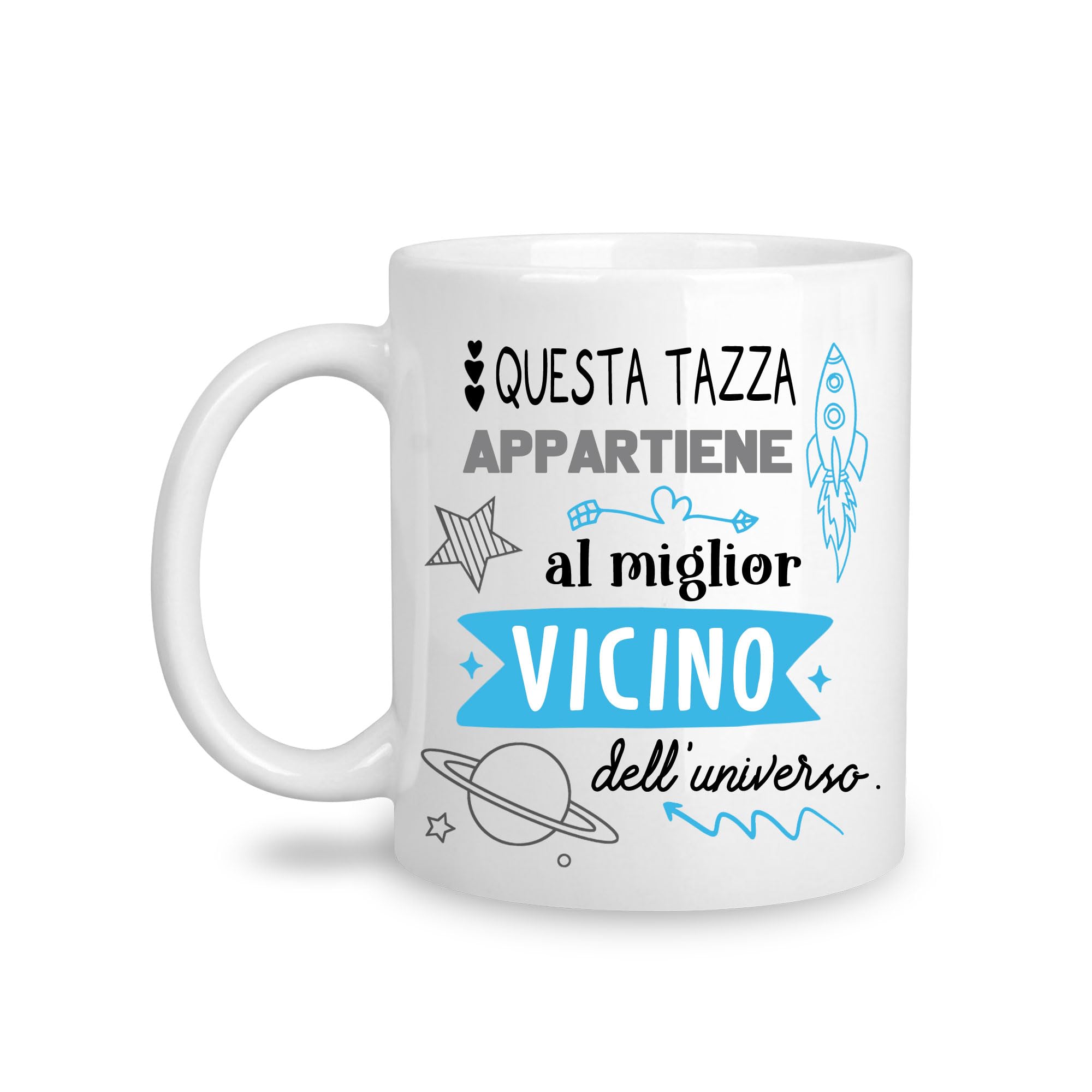 Yufansd Mug Tazza Caffè - al Miglior Vicino dell'Universo - Regali per Vicino Amici Fantastico Vicino Regalo Addio Trasloco Regali di Inaugurazione della Casa per il Vicino Ceramica 350 ML (Vicino)