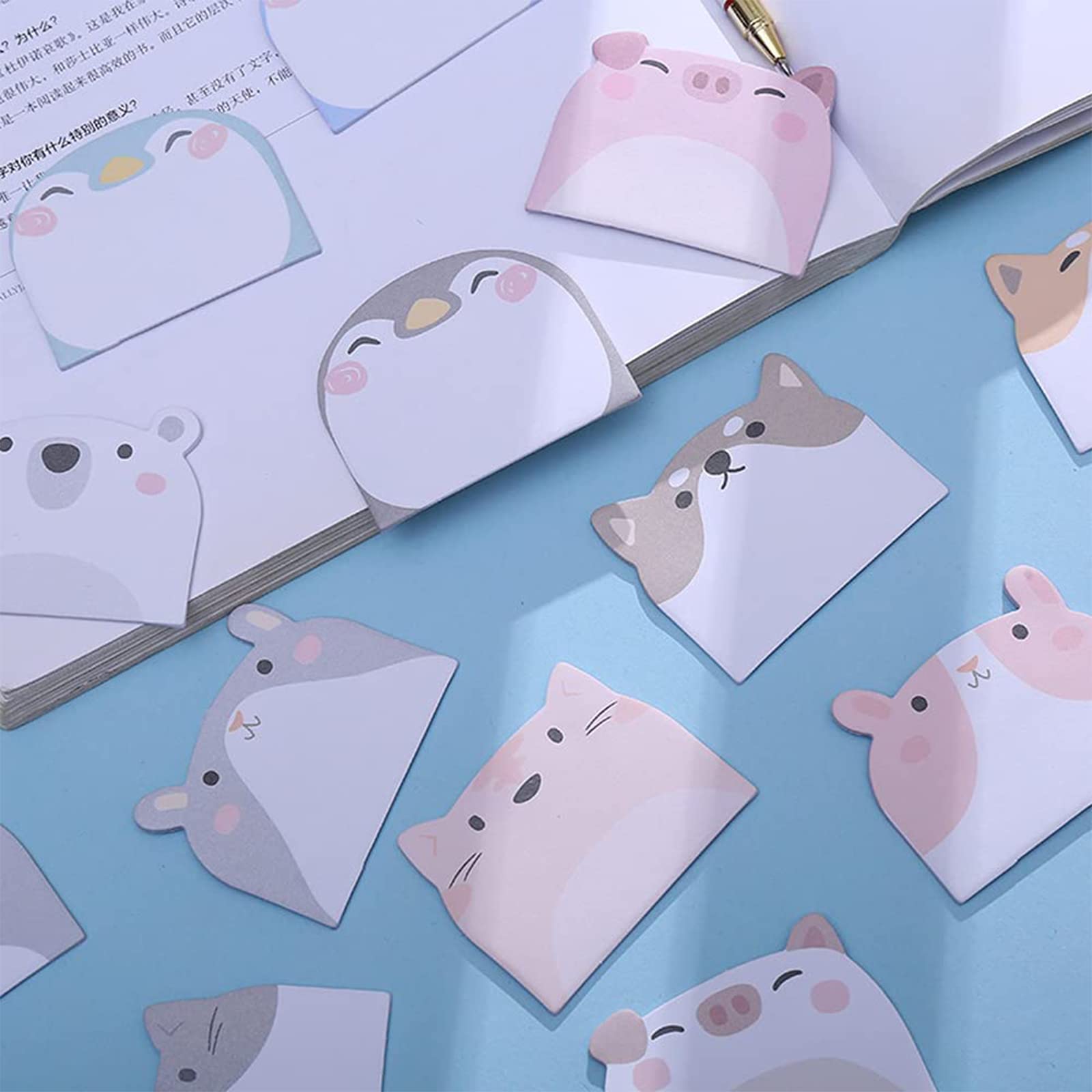 Exbrith 6 Pads 270 Sheets Cute Sticky Notes Animal Sticky Notes Novelty Cute Sticky Notes Set Sheet for Brochures Memos - Image 3