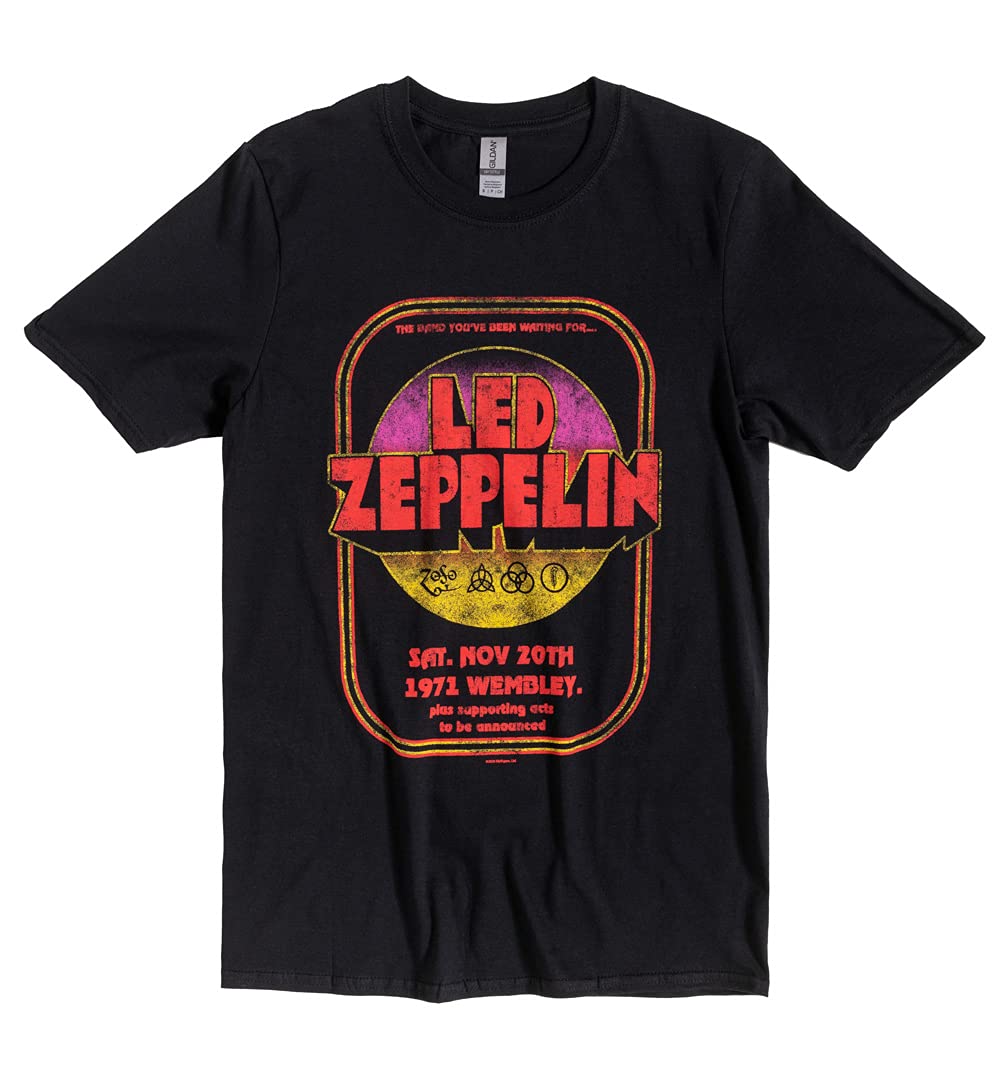 Rock Off Led Zeppelin 1971 Wembley Black Tour T Shirt