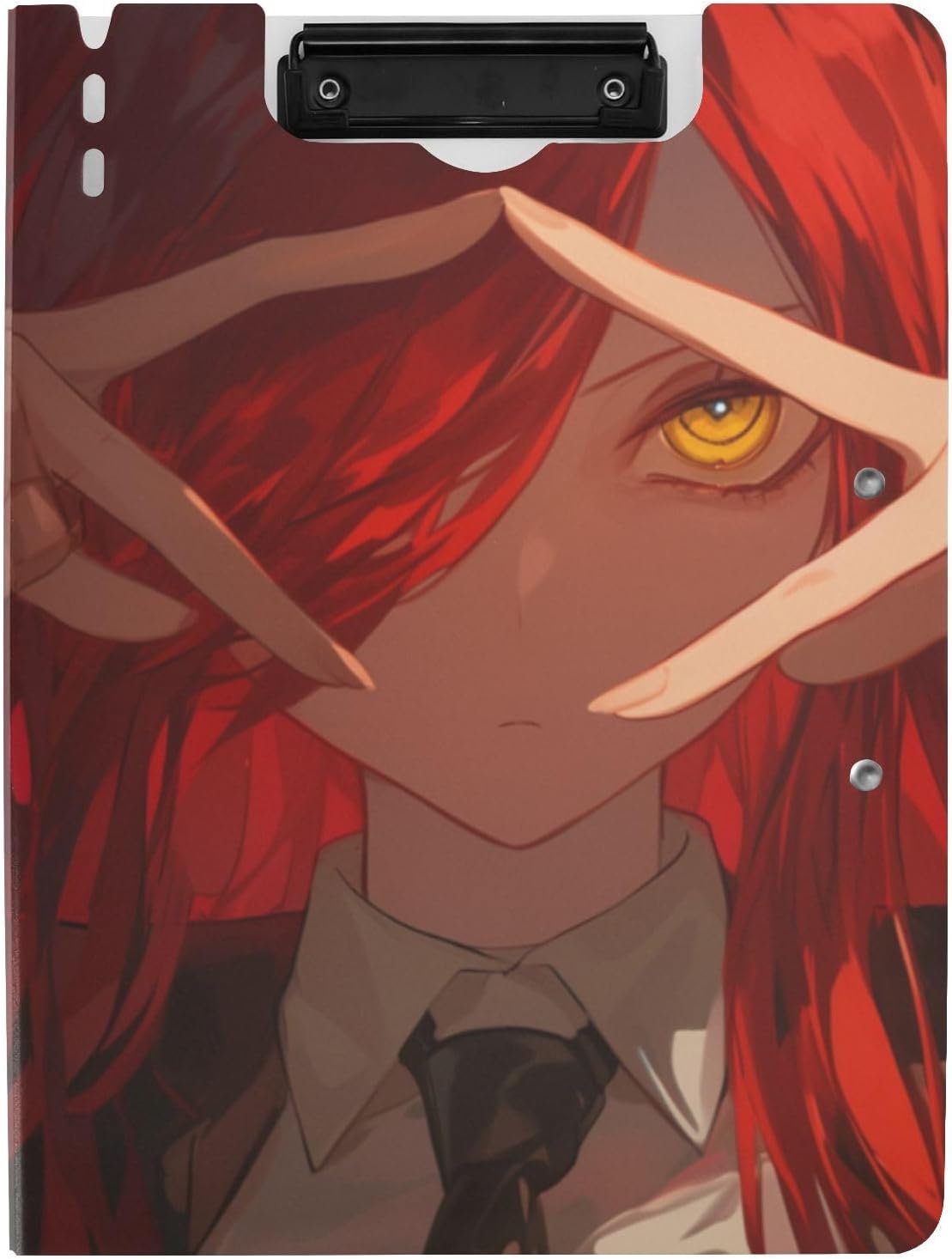 Foldable Clipboard Red Hair Anime A4 Clipboard with Padfolio Horizontal and Vertical Double Clips Nursing Clip Board with Hard Cover
