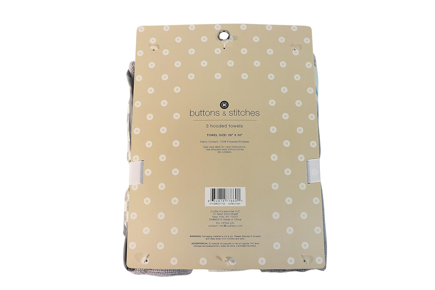 Buttons and Stitches Baby Boys Infant Hooded Towels : Baby