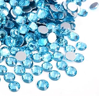 Blausky 288 unidades de 6,3 – 6,5 mm, parte trasera plana, diamantes de imitación redondos, cristales para uñas, piedras preciosas, piedras preciosas de cristal, para manualidades, uñas, color azul