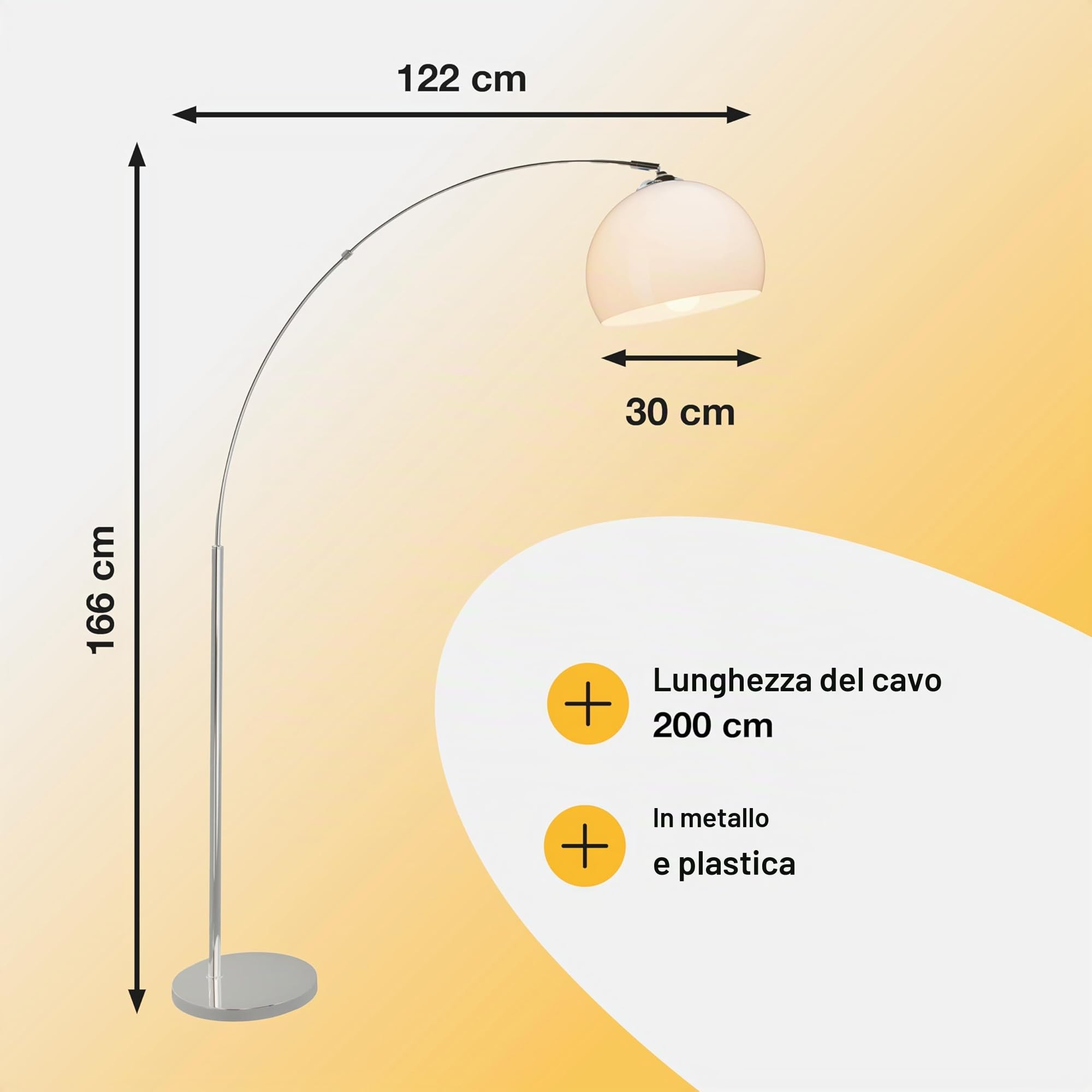 Brilliant Lampe Vessa Bogenstandleuchte 1, 7m chrom/weiß
