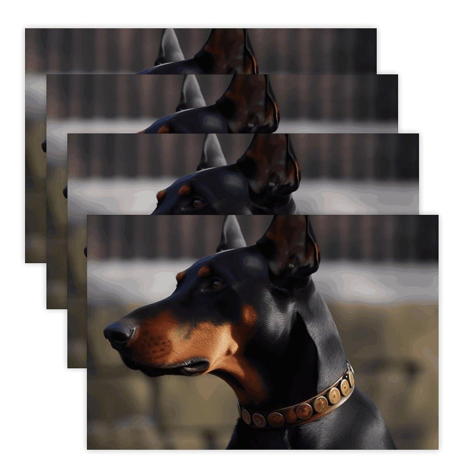 Doberman Place Mat for Restaurant, Portable Table Mat for Kitchen, Anti-Slip Placemats for Home, Fashionable Place Mats for Wedding, Party, Hotels, Apartments 30x45cm*4