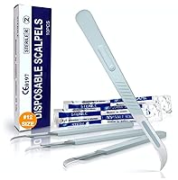 Vista 12 de Escalpelos Desechables 10 - Herramienta de Dermaplaning Escalpelos 10 con Mango de Plástico, Hojas de Dermablade de Acero de Alto Carbono #10