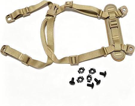 Jeeone Tactical Helmet Chin Strap, Universal Adjustable Dial 4-Point Suspension System with Bolts, for ACH Arisfit Fast MICH Bump Helmet - Tan | nylon