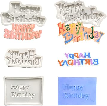 Rolin Roly Happy Birthday 4 Different English Gummy Candy Cake Fondant Mold Clay Candle Mold Mold Silicone Mold HAPPY BIRTHDAY
