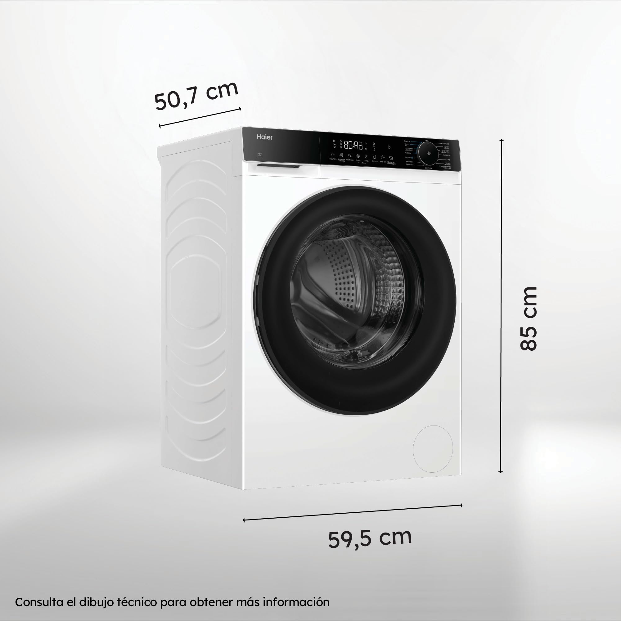 Haier X 7 HWD80BP14357TUIB Lavadora Secadora, Capacidad 8KG + 5KG, Motor Inverter, Wifi, Tecnología Antibacterias, Refresh, Inicio diferido, Detector Kg, 60cm ancho, 1400 RPM, 16 programas, Blanco — view 4