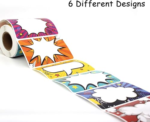 Miniatura 4 de Etiquetas adhesivas de nombre grandes, 250 unidades, autoadhesivas, etiquetas de nombre, 6 diseños diferentes, 3.5 x 2.25 pulgadas (nube de burbuja)