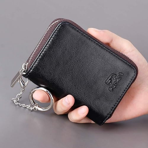 Miniatura 28 de FurArt - Cartera para tarjetas de crédito, soporte para tarjetas con cremallera para hombres y mujeres, bloqueo RFID, cartera con llavero