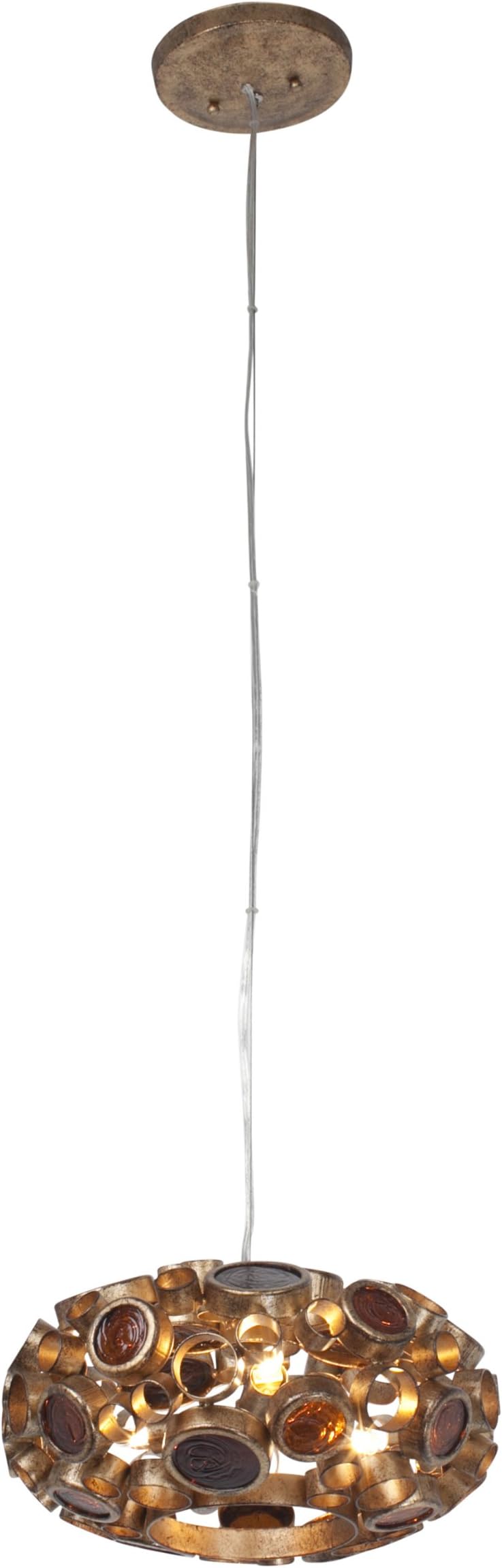 Fascination 3-Light Pendant - Kolorado Finish with Recycled Amber Bottle Glass Shade