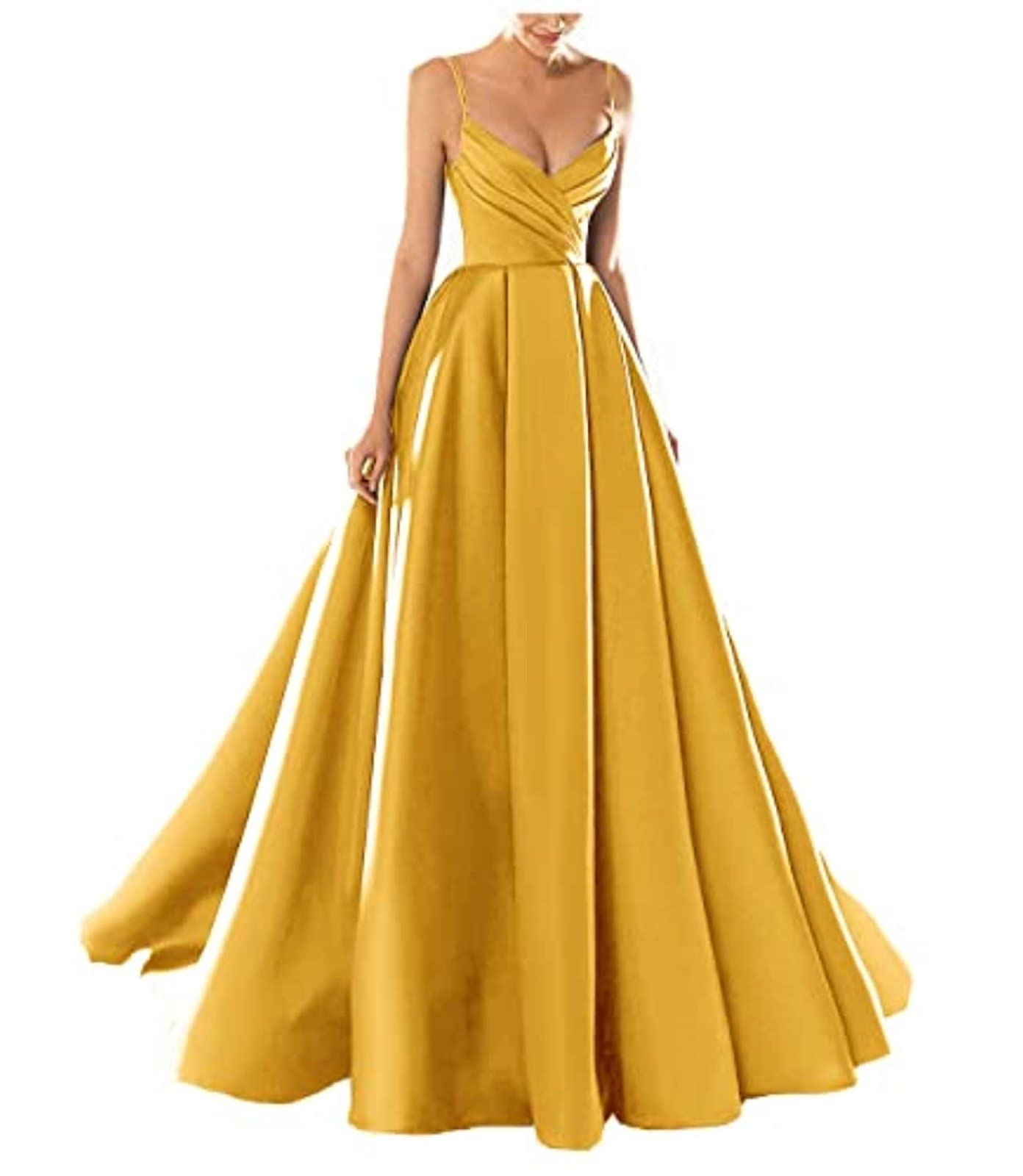 yhfshop Formal Long Evening Party Dress,Sexy V-Neck Spaghetti Strap Satin Evening Dress,Grape Purple,US8,Gowns Evening Bridesmaid Dresses — view 10