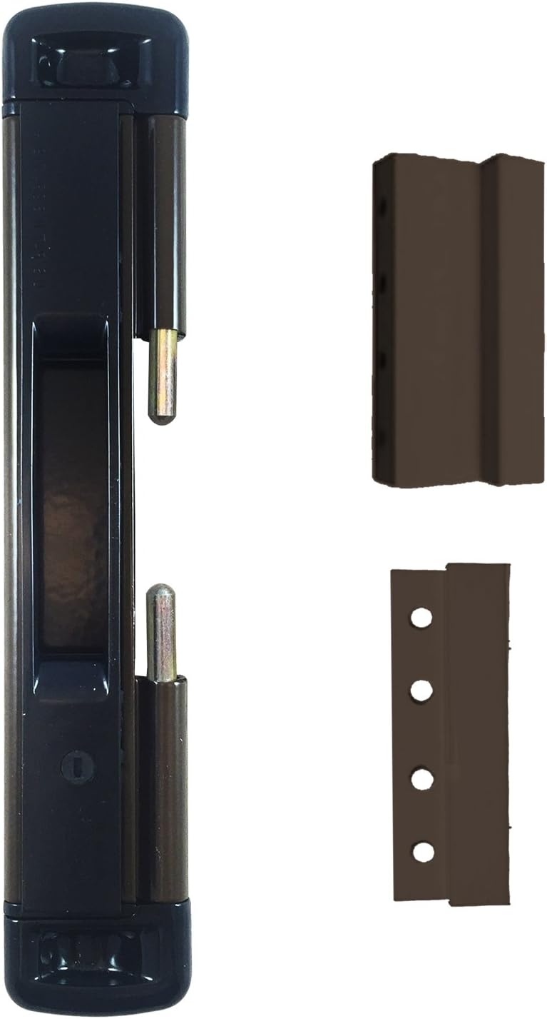 CAL Slide-Lok - Sliding Patio Door Lock for Single Doors with 2 Keep Options (Brown)