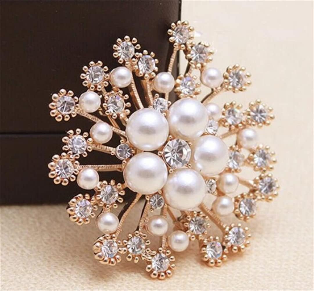 Pearl Flower Brooch - Shining Round Crystal Brooches For Women - Lapel Pin Accessories - Fashion Wedding Bouquet Dress Pin Gift - Image 2