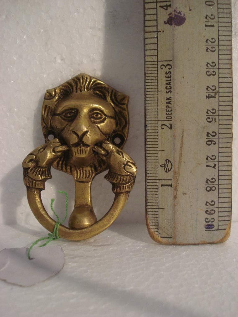 Door Knocker - Fully Brass Made -Traditional Hardware : (Lion Type Small - Brass Finish)