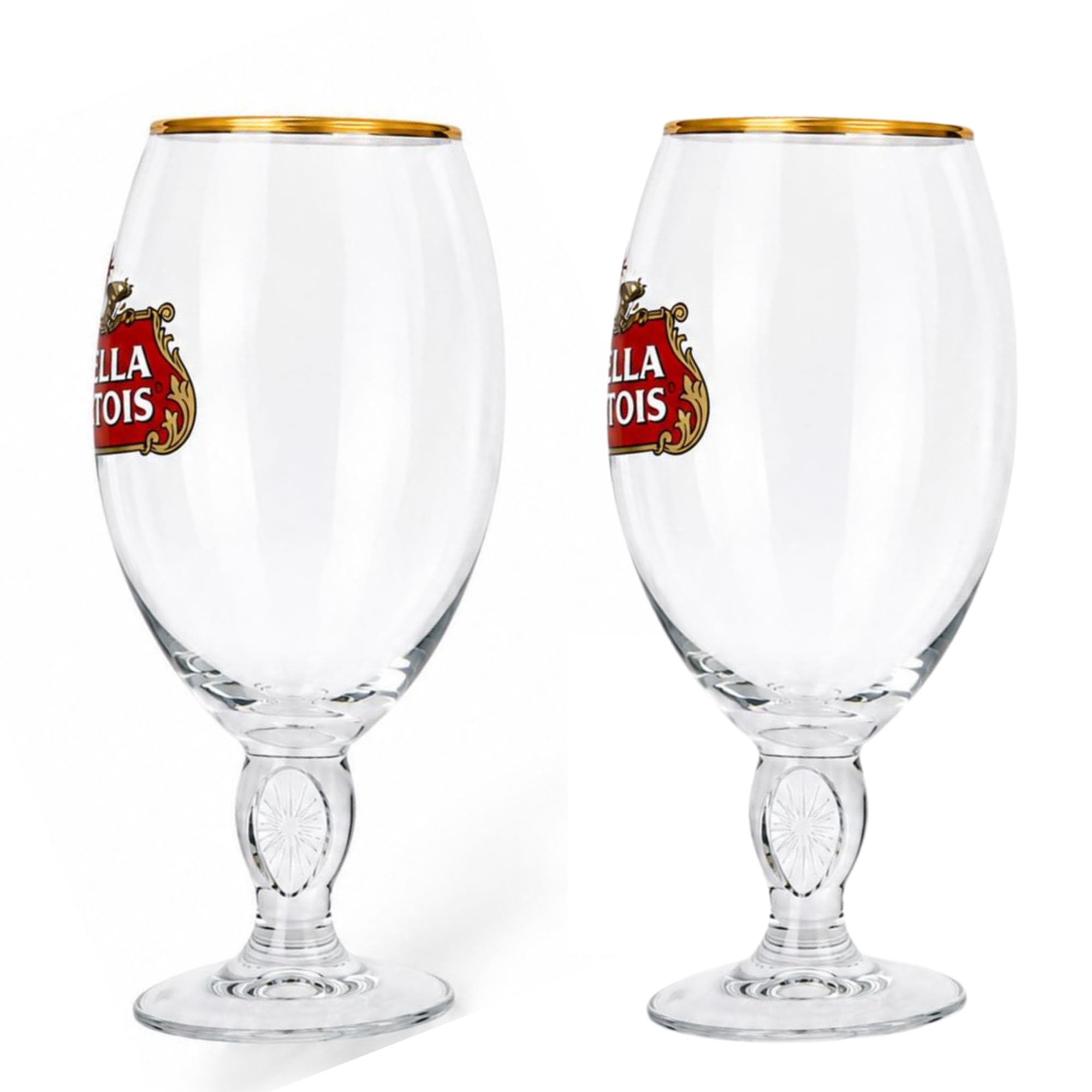 Stella Star 2 Gold Rimmed Half Pint Glass | Stella Glasses | 2 Branded Beer Mats Man Cave Lager Beer Roxley