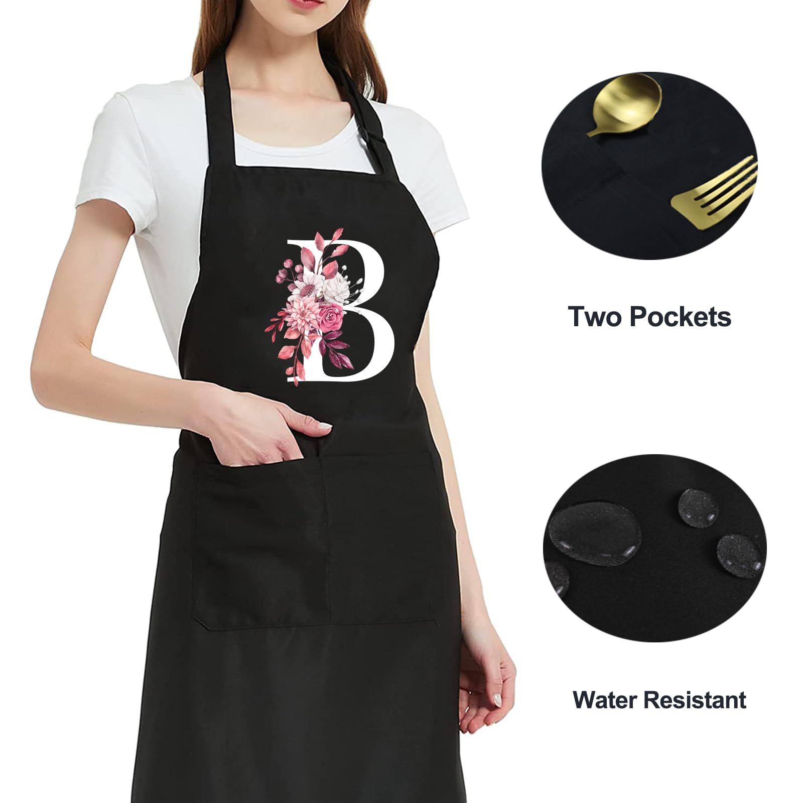 Delantales personalizados para mujer con bolsillos, bonitos delantales para mujer, cocinero, cocina, regalos para cumpleaños de mamá