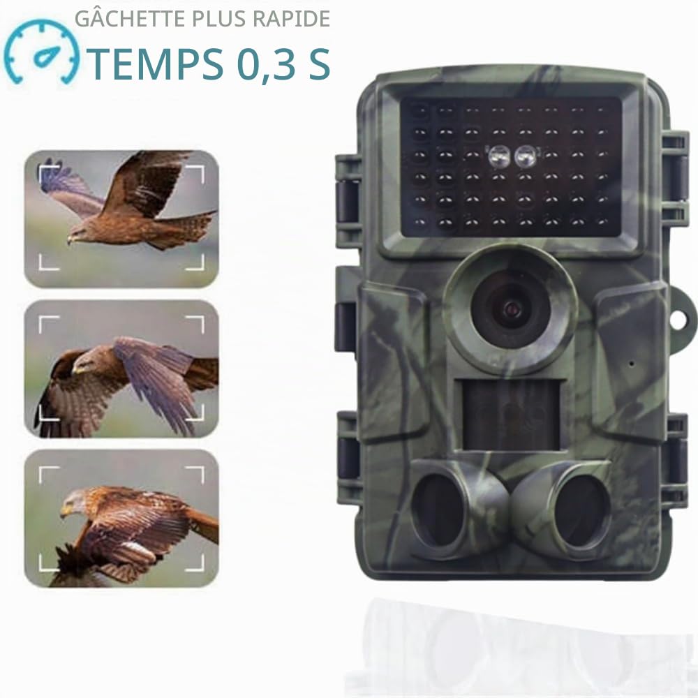 Caméra de Chasse Wi-Fi 4K 60MP HD avec Vision Nocturne - Captures incroyables des animaux sauvages - Connexion Mobile sans fil - Étanche IP66