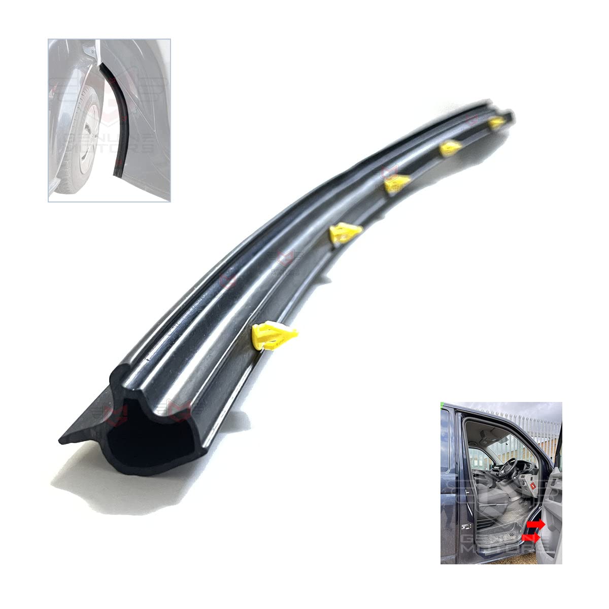 Genuine Motors Black Front Door Wheel Arch Draft Excluder Weatherstrip Replacement For Vw T5 T6 Transporter (2Pieces) 7H0837565a