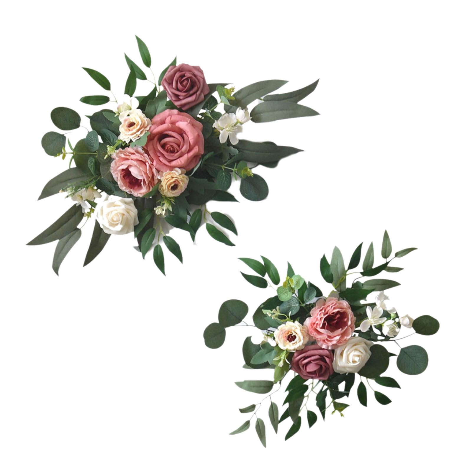 OSNIYAW 2Pcs Realistic Artificial Flower Swag Wedding Ceremony Sign for Wedding Reception Backdrops Arrangements Outdoor Fence Decoration