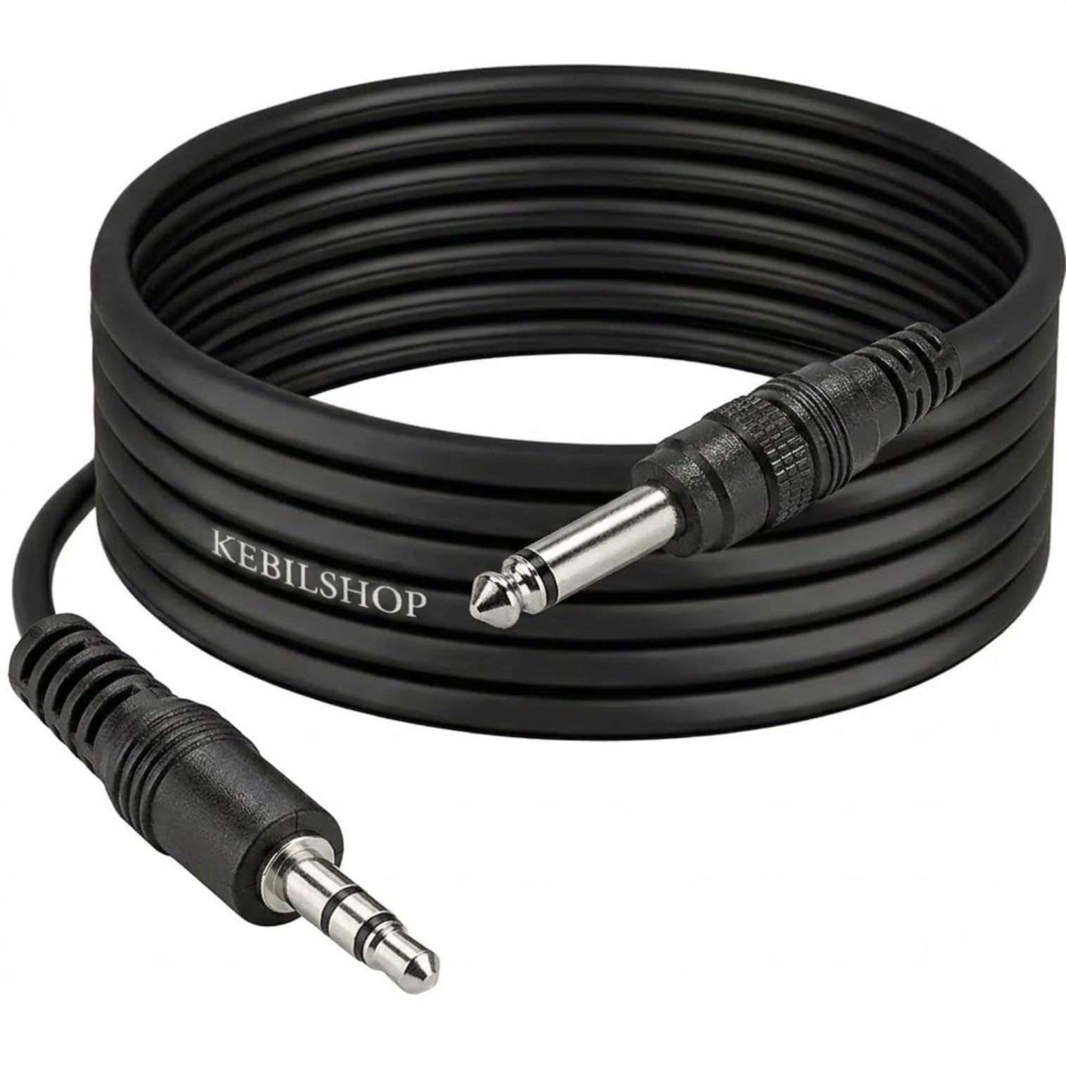 10 mtr mono 6.35 mm 1/4-inches p38 male to ep 3.5 mm stereo audio jack amplifier guitar cable, black