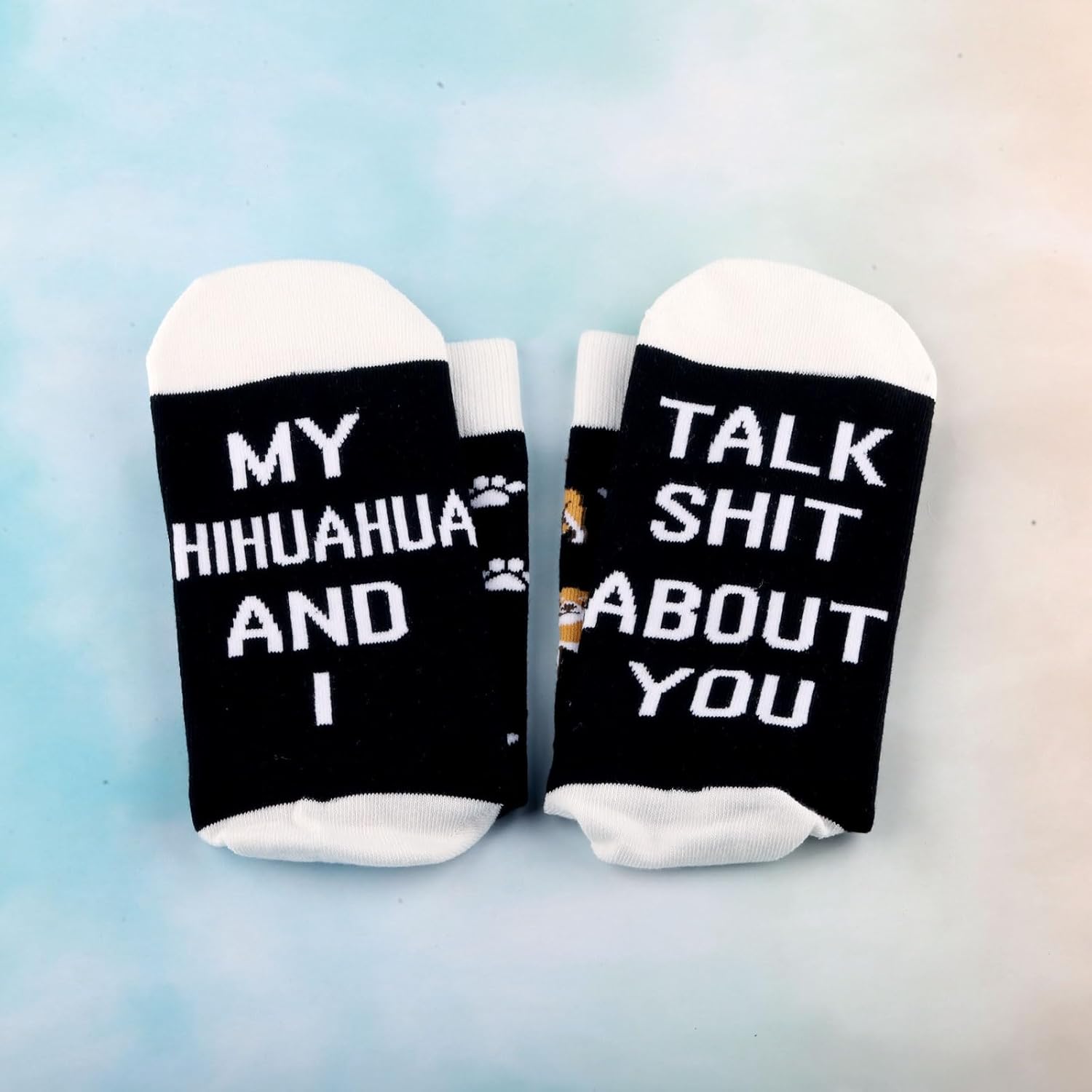CENWA 1 Pair Chihuahua Dog Socks My Chihuahua and I Talk Shit About You Socks Gift for Dog Lover - Image 6