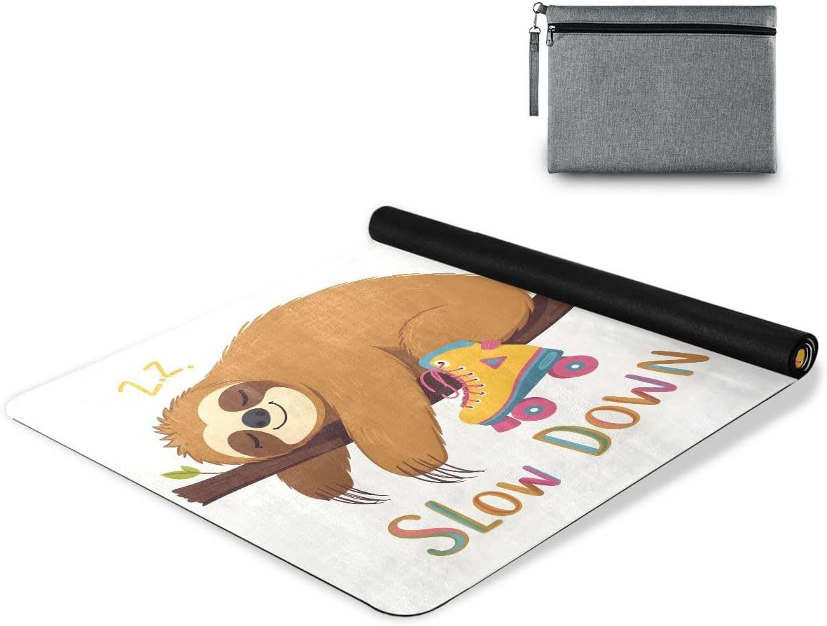 ALAZA Sloth Skates Yoga Mat Non Slip Fitness Exercise Mat, Workout Mat for Yoga, Pilates and Floor Exercises