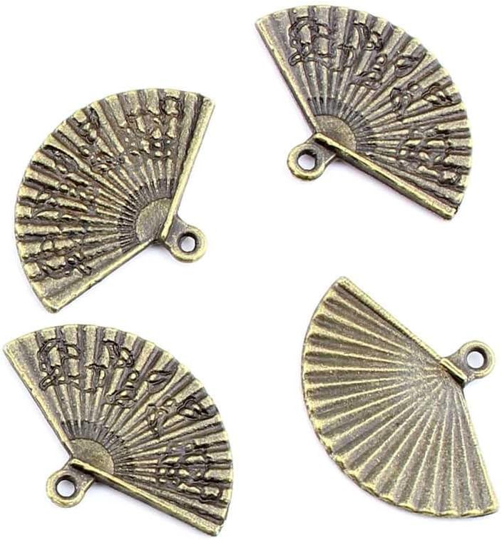 Jewelry Making Findings Antique Bronze Charms FL2307 Chinese Fan Craft Lots Repair Supplies
