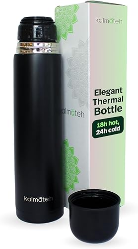 Vista 20 de KALMATEH Botella térmica moderna y elegante de doble pared aislada al vacío de acero inoxidable de 33.8 fl oz, vertido preciso y retención de calor