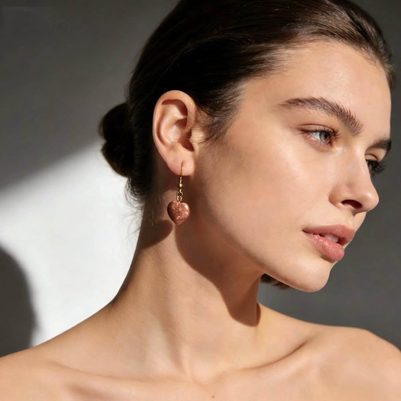 Heart Natural Stone Earrings for Women Lapis Lazuli Carnelian Amethyst Rose Quartz Turquoise Drop Dangle 18k Gold Plated Earrings Handmade Gemstone Jewelry Gifts for Mom Girlfriend - Image 2