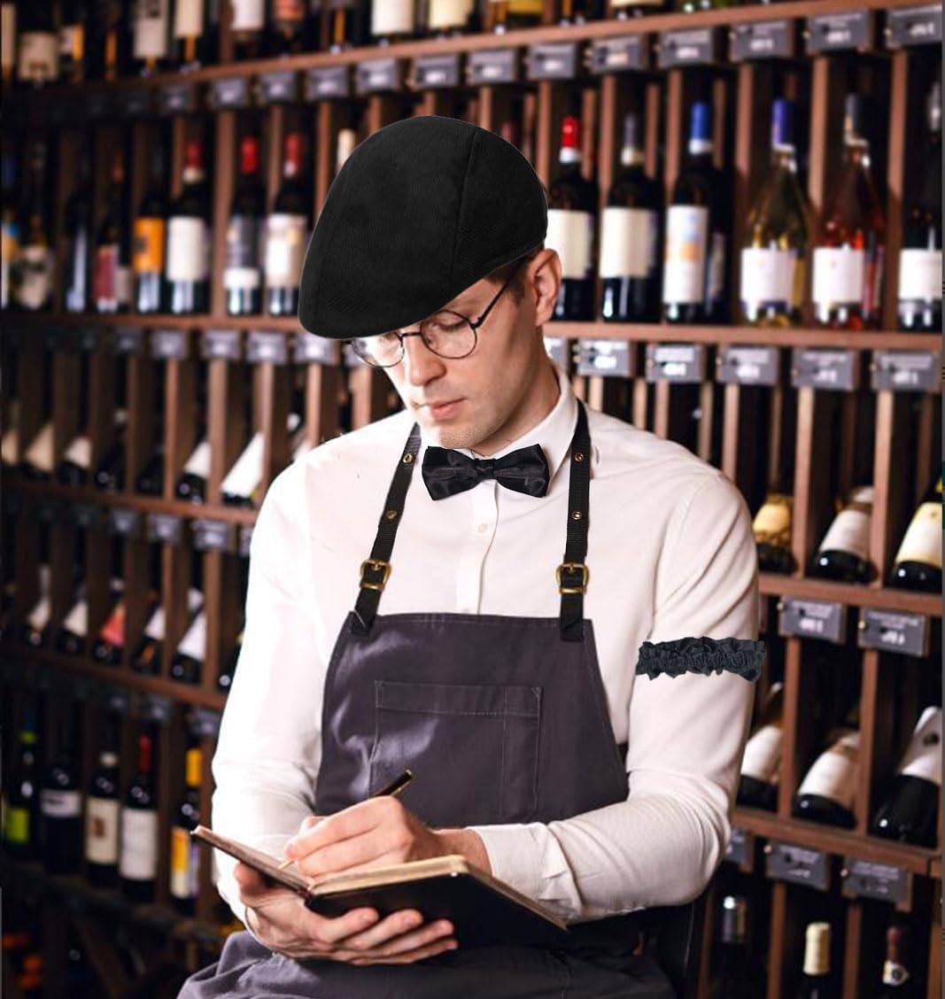 1920s Mens Costume Accessories Set, Roaring 20s Gangster Outfit Accessories with Hat Pocket Watch Bow Tie Armband - Image 4