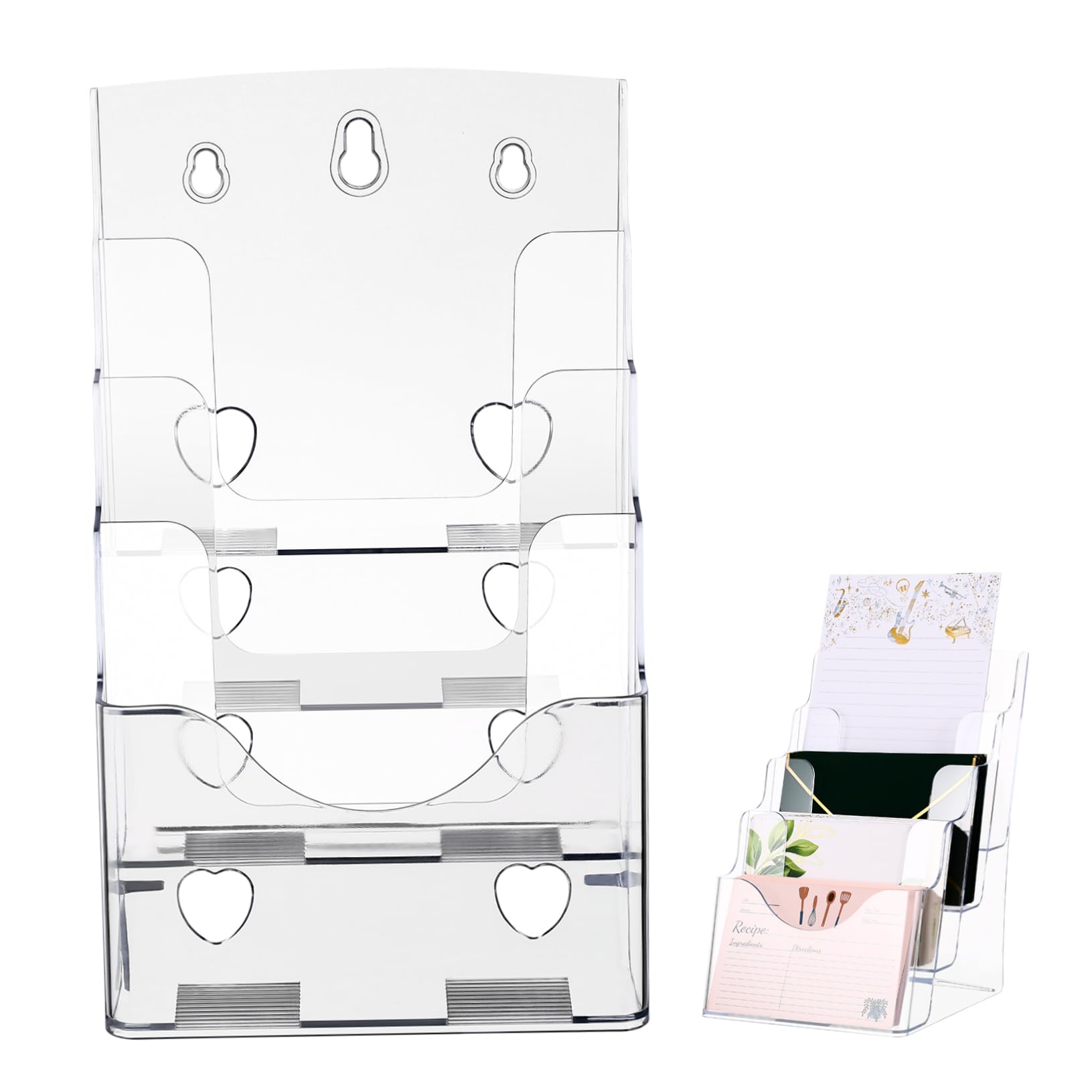 Portadocumenti da Tavolo a 4 Scomparti, Espositori per Brochure in Plastica, Design Moderno per Ufficio e Casa, per Organizzare Documenti e Cartelle