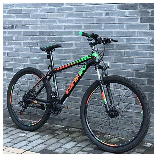 Polandee 21 Speed 26 inch Mountain Bike Aluminum Alloy and High Carbon Steel with Double-Layer Wheels, Double disc Brake Outdoor Bikes for Men Women (BGreen)