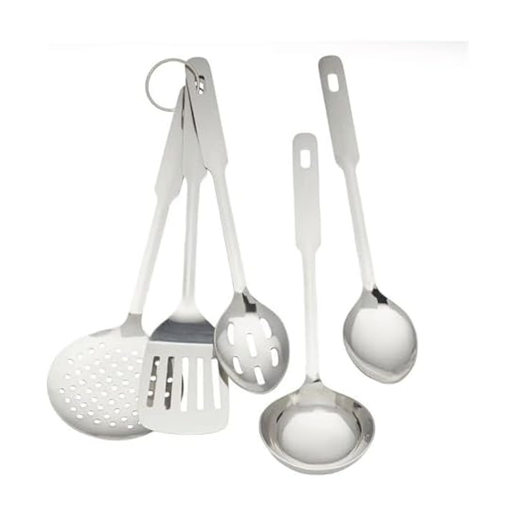 Amco 5 Piece Stainless Steel Cooking Utensil Set - Durable Kitchen Gadgets - Metal Kitchen Accessories - Easy to Clean Kitchen Tools