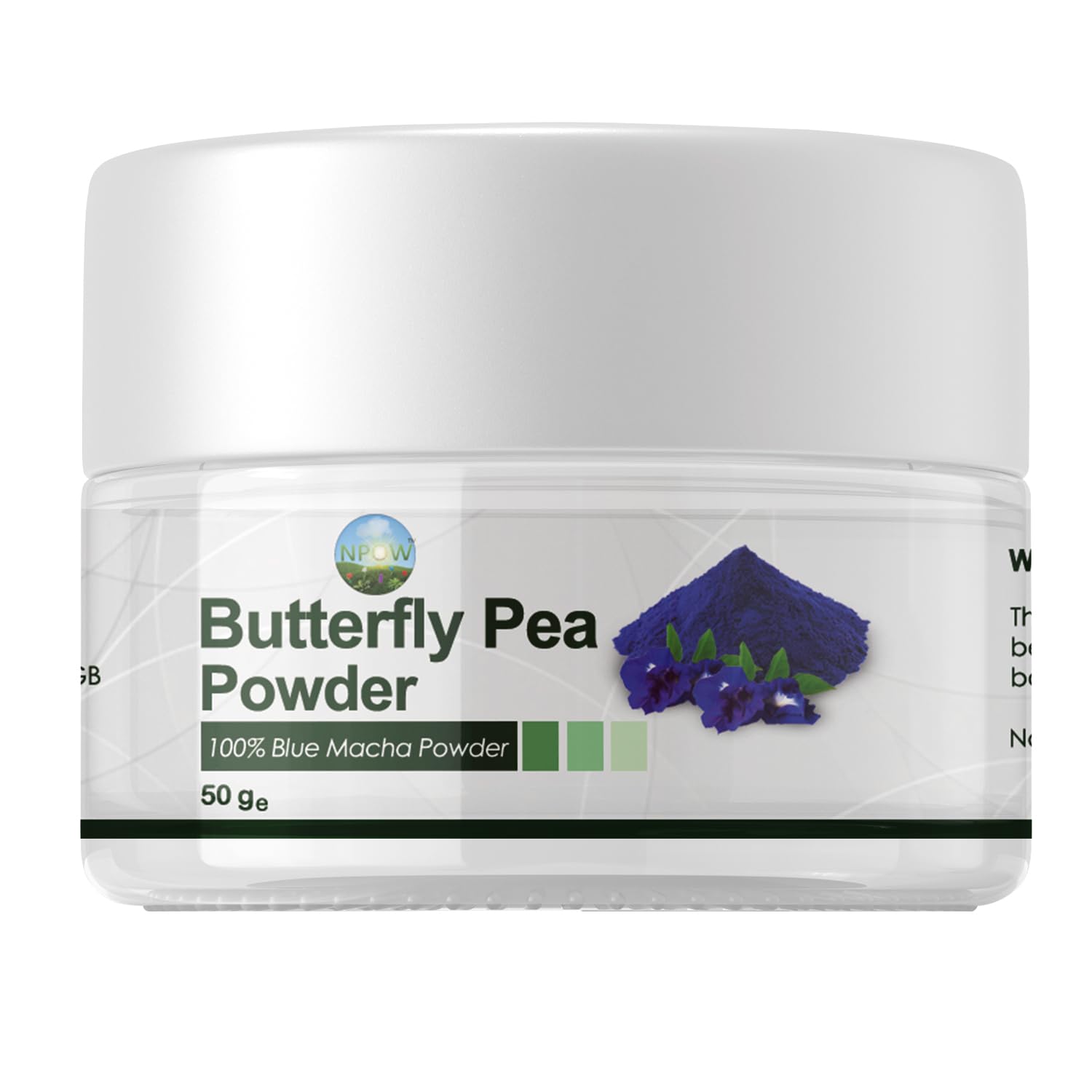 Blue Pea Flower Tea Powder - Caffeine-Free Pure Blue Matcha Powder, Allergen-Free Herbal Tea Flower, High Antioxidants Powders, Flowering Teas for Smoothies, Baking & Cuisines - 50g