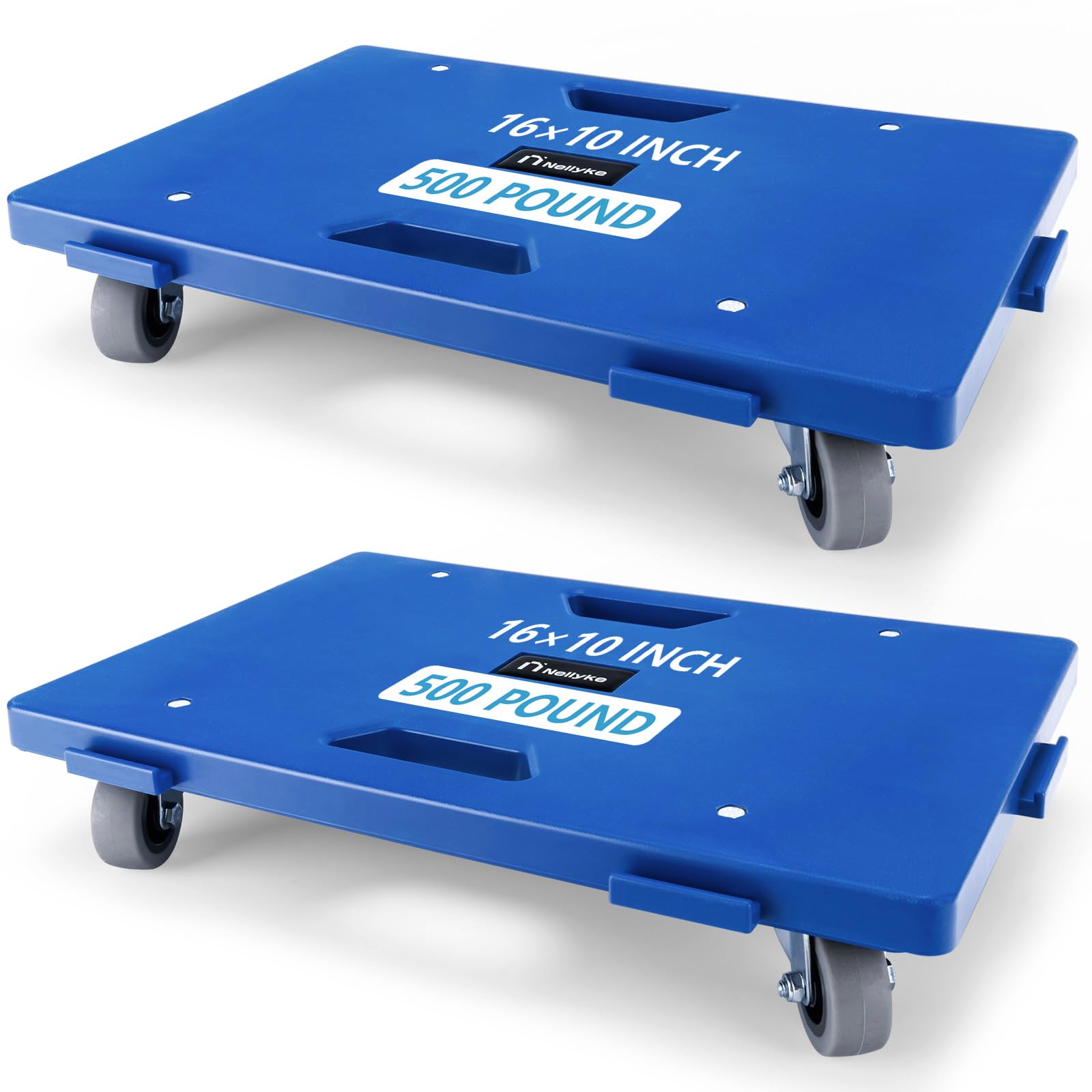Nellyke Furniture Dolly, 2 Pack Dollies with Wheels,16'' X10'' Small Flat Dolly with 500LBS Large Capacity, Furniture Movers with Wheels Heavy Duty, Connectable and Portable, Blue