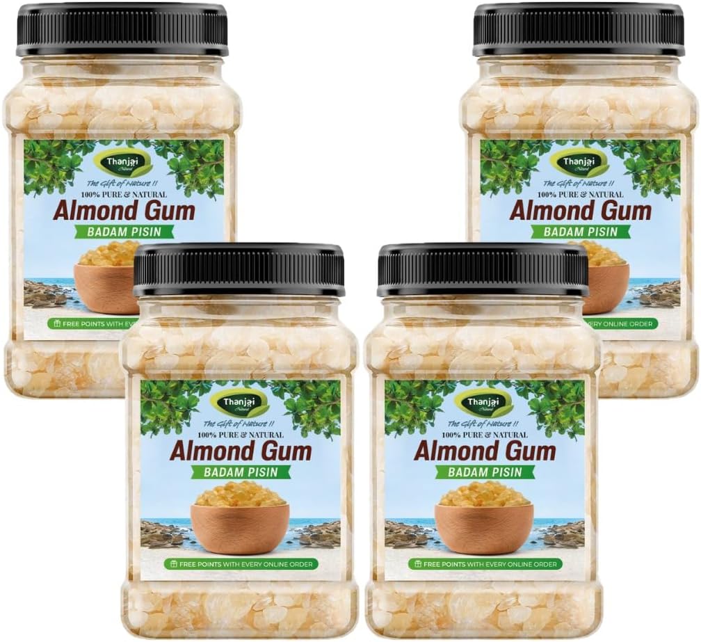 Thanjai Natural GOND KATIRA 2 Kg (500G X 4 Jar) Chahar GOND / Tragacanth Gum / Almond Gum / BADAM Pisin / COCHLOSPERMUM Gossypium