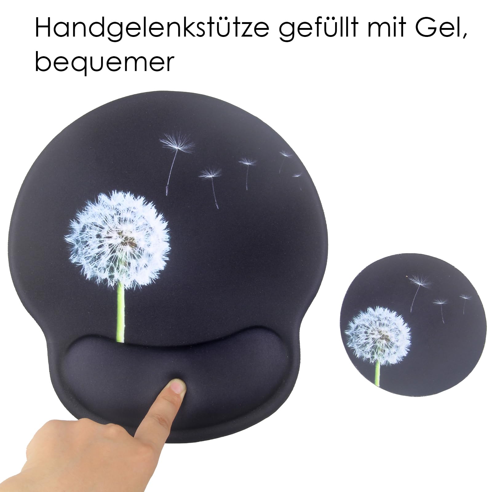 Mauspad mit ergonomischer Handgelenkstütze aus Memory-Schaum, leicht, rutschfest, für Büro, Spiele, Computer, Laptop und Mac, Schmerzlinderung, zu Hause oder bei der Arbeit (Löwenzahn)