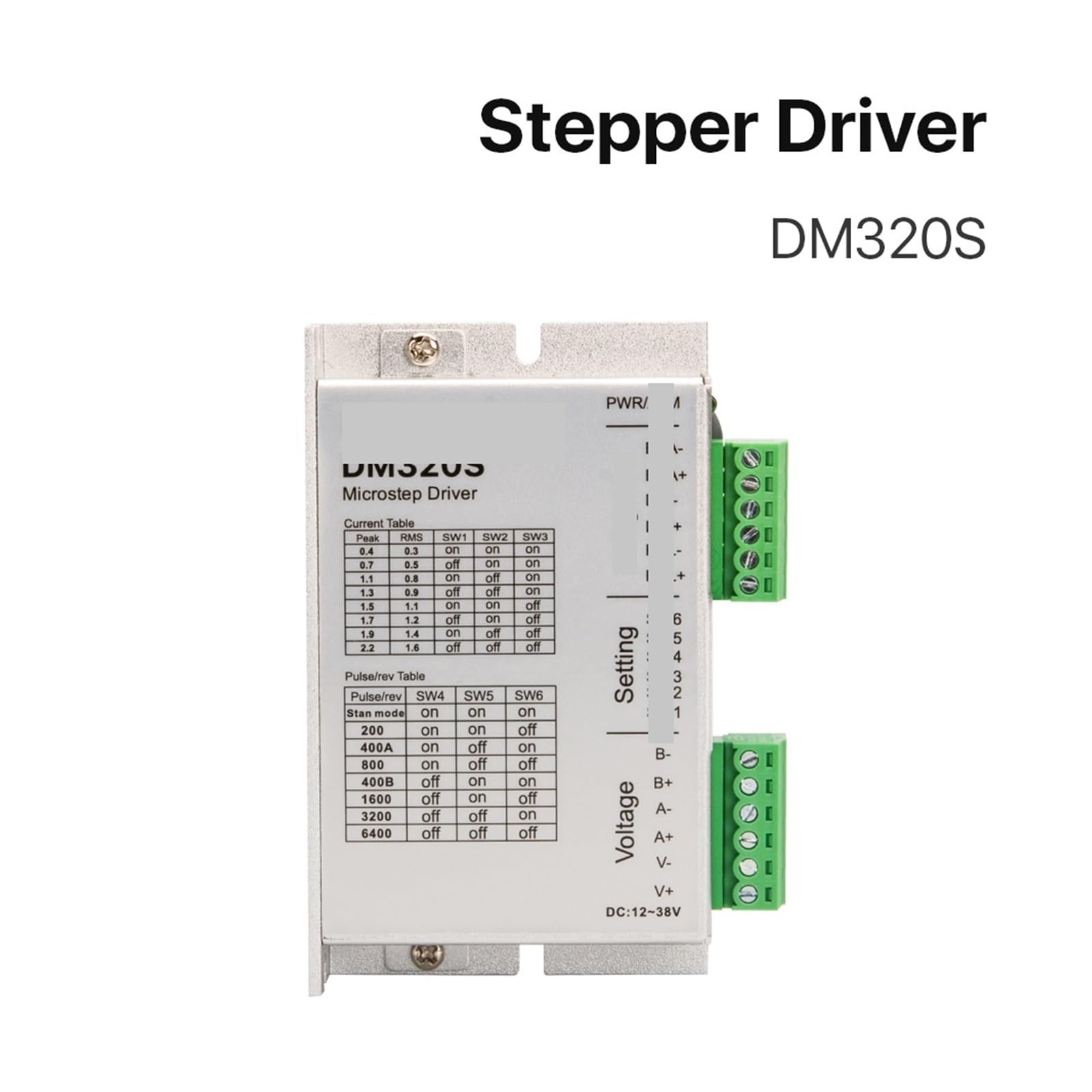Controlador de motor paso a paso de 2 fases, DM320S 18-40 VDC 0.3-2.2A Nema17 Controlador de motor paso a paso for máquina de grabado CNC