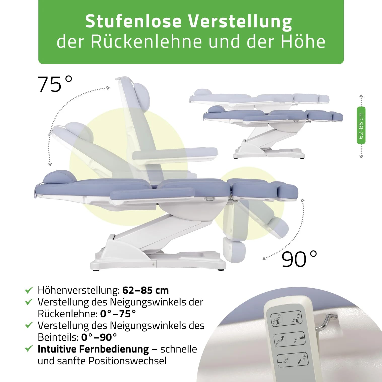 HABYS Elara PRO 4 Kosmetikliege Massageliege Kosmetiksessel Kosmetikstuhl | Höhenverstellbar Elektrisch | 185 x 57 cm | Lila