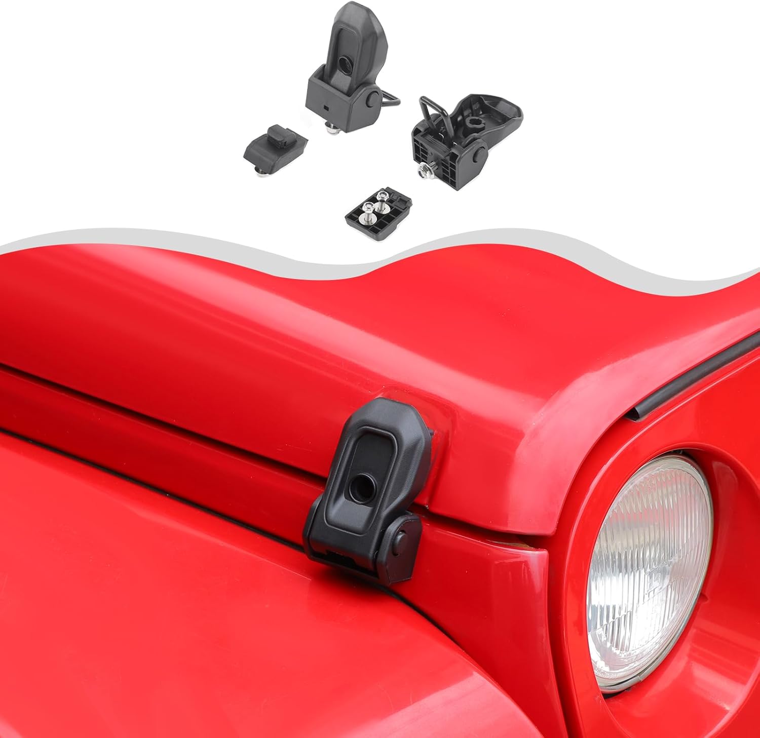 for Wrangler Hood Latch Lock Catch, Aluminum Hood Latches for Jeep Wrangler JK Black Exterior Accessories 2pcs