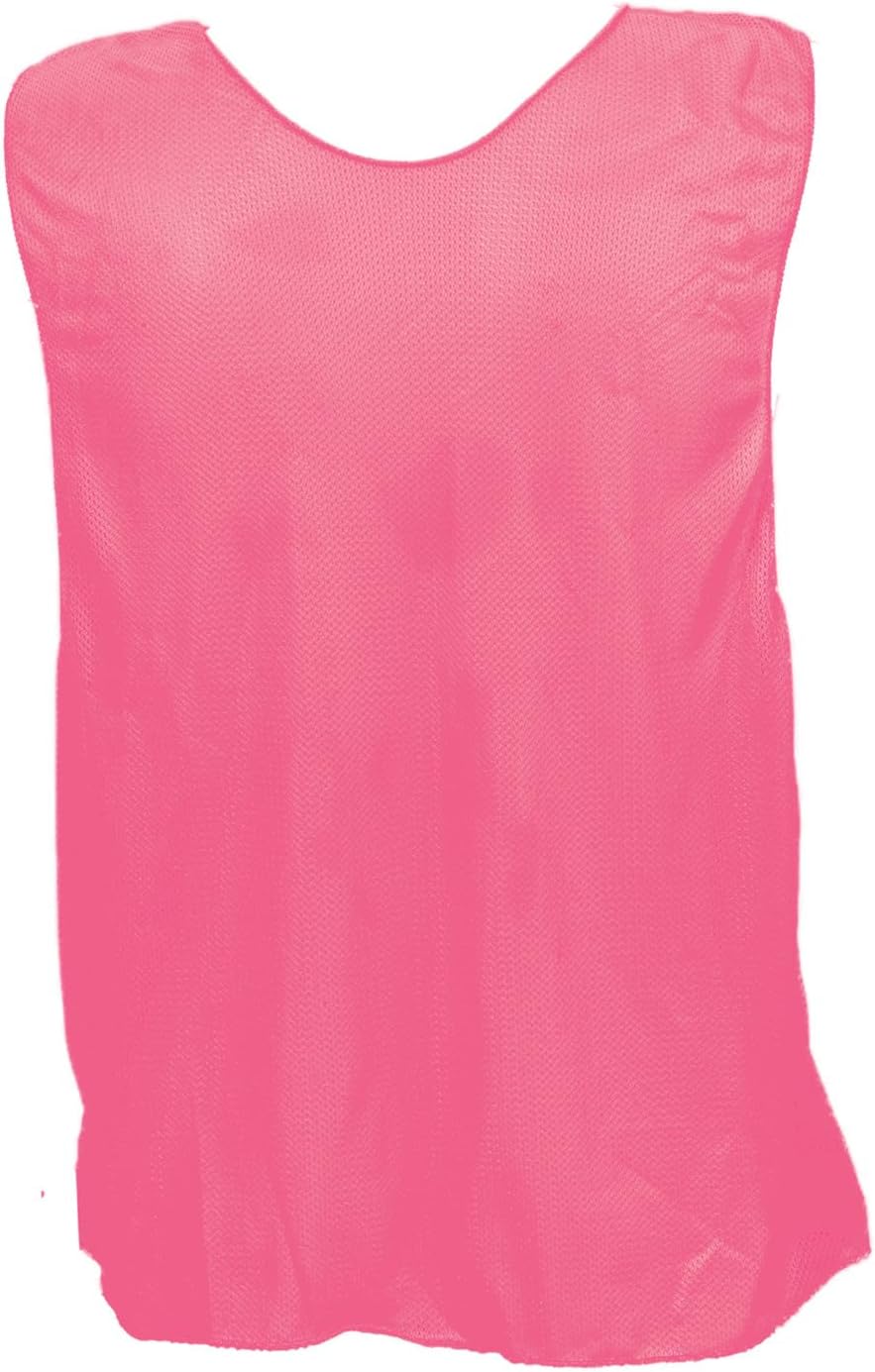 Champion Sports Solid Mesh Adult Practice Vest, Neon Pink (Pack of 12)