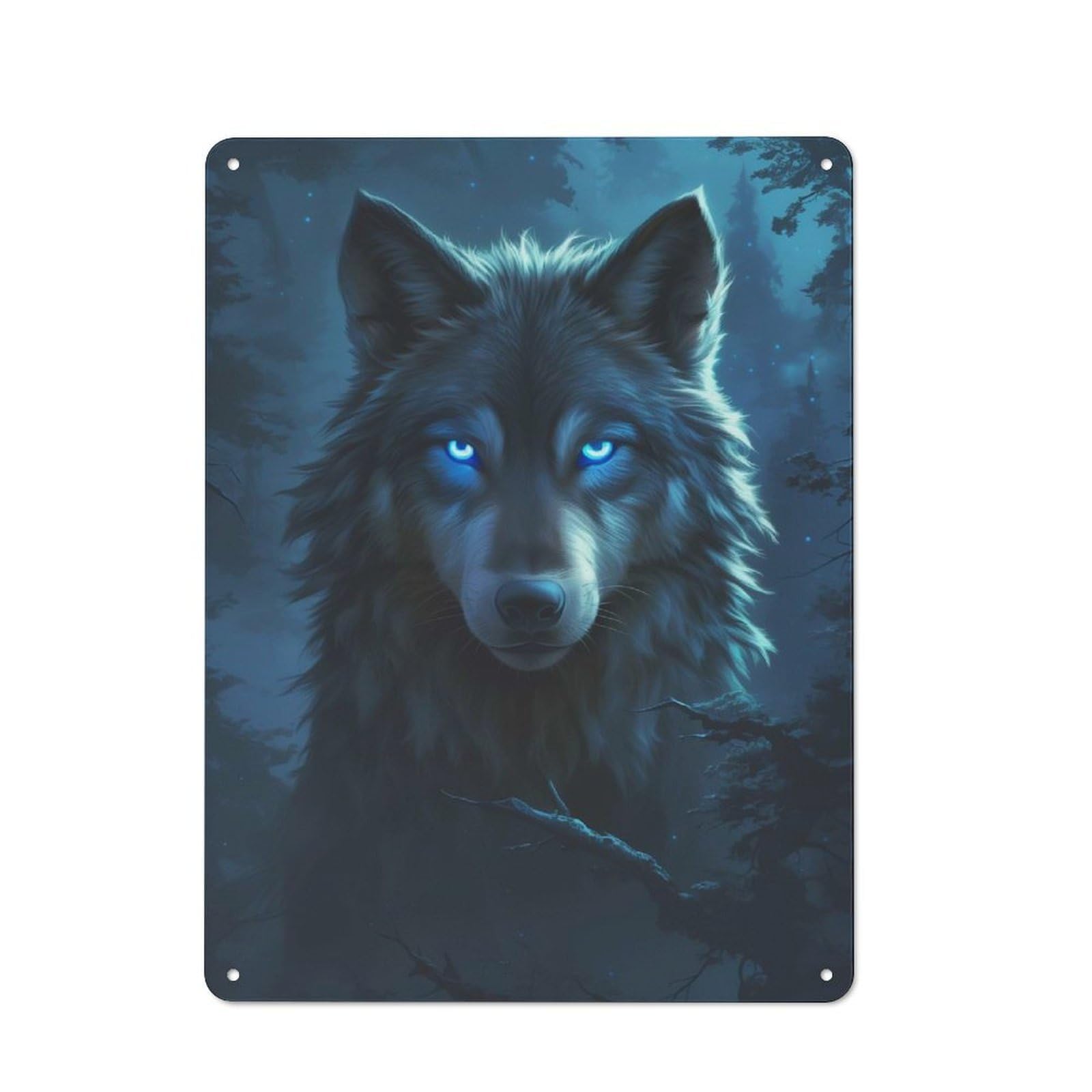 Junmoney Style-18 Dark Wood Collection Wolf Tin Sign 40X30cm, Garage Style Workshop Wall Decor For Garage, Workshop, Shed Or Utility Room