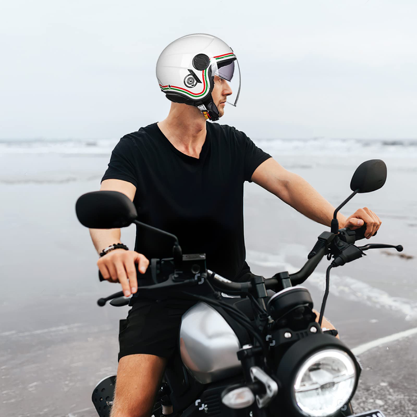Kask motocyklowy Harley dla dorosłych, retro, z goglami, certyfikat DOT, otwarty kask Jet Crash do motoroweru Cruiser Vespa