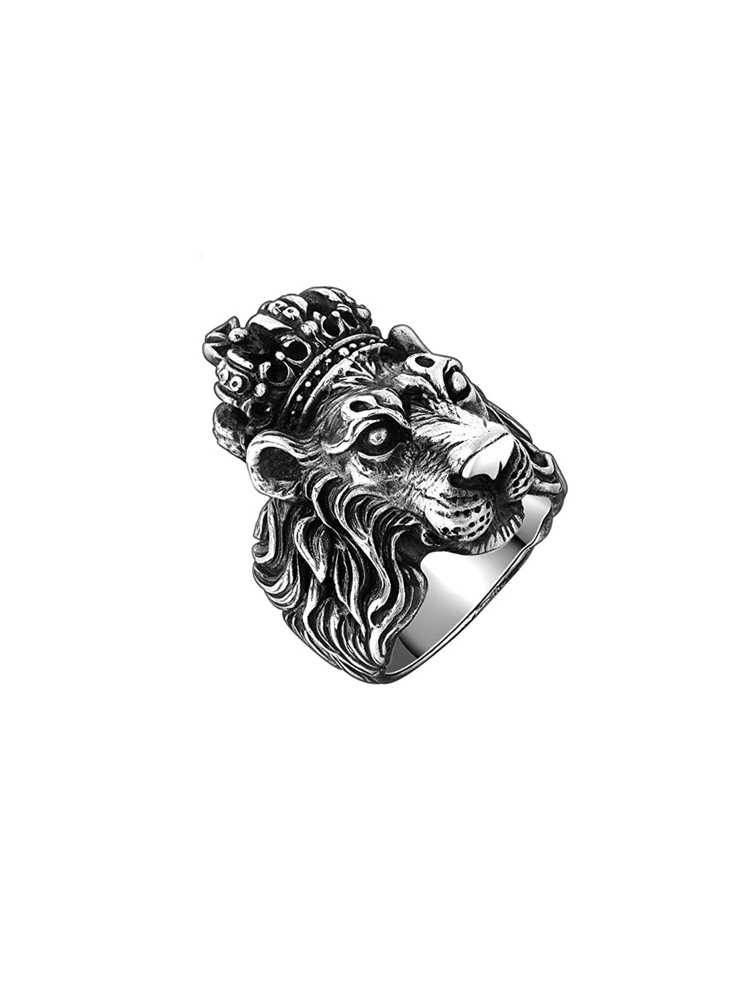 Rings for Men and Boys Fashion Silver Rings for Men Lion Head Mens Ring 316 Stainless Steel Rings for Men | Birthday Gift for Men & Boys Anniversary Gift for Husband (Lion Ring)-image-4