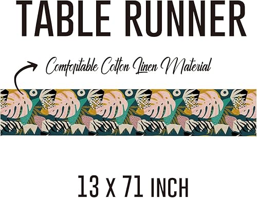 Miniatura 2 de Camino de mesa bohemio con hojas de palma, decoración de mesa de comedor de cocina, decoración de mesa de comedor en acuarela tropical, hojas