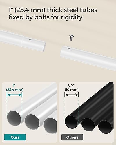 Vista 46 de SONGMICS Perchero de doble barra con ruedas, perchero para colgar ropa, perchero resistente con estante de almacenamiento de malla, 2 frenos, cada