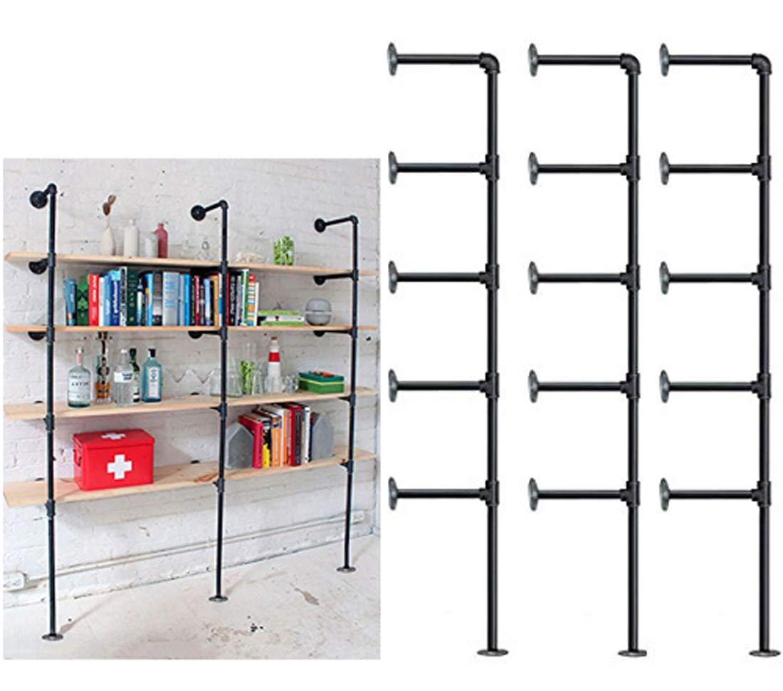 Industrial Retro Wall Mount Iron Pipe Shelf,DIY Open Bookshelf,Hung