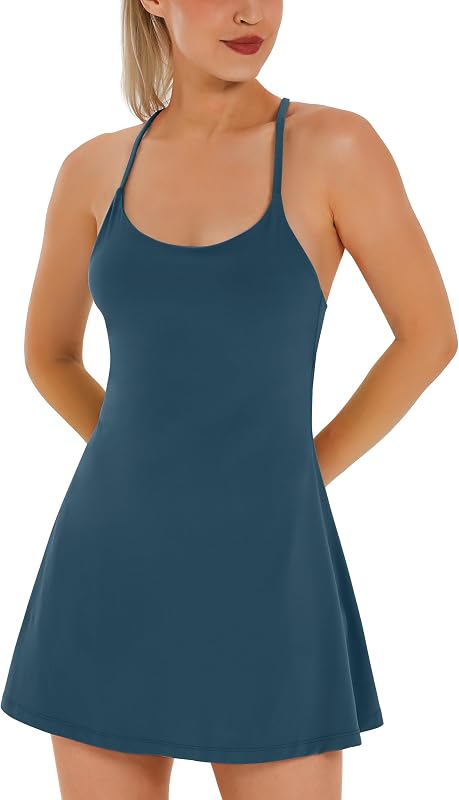 Vestido de tenis para mujer, vestido deportivo con corpiño integrado y bolsillos cortos, vestidos de verano para mujer, trajes de golf para entrenamiento