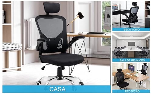 GIROFFICE - Cadeira de Escritório Executica modelo Presidente com apoio de cabeça e lombar - Selo de